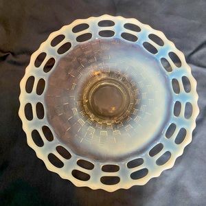 Vintage Fenton glass basket weave opalescent plate.